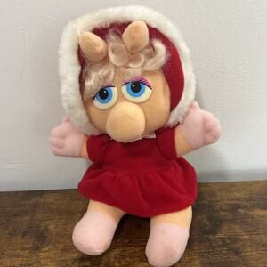 Muppet Baby Miss Piggy 11" Plush Christmas Jim Henson VTG 1987 READ
